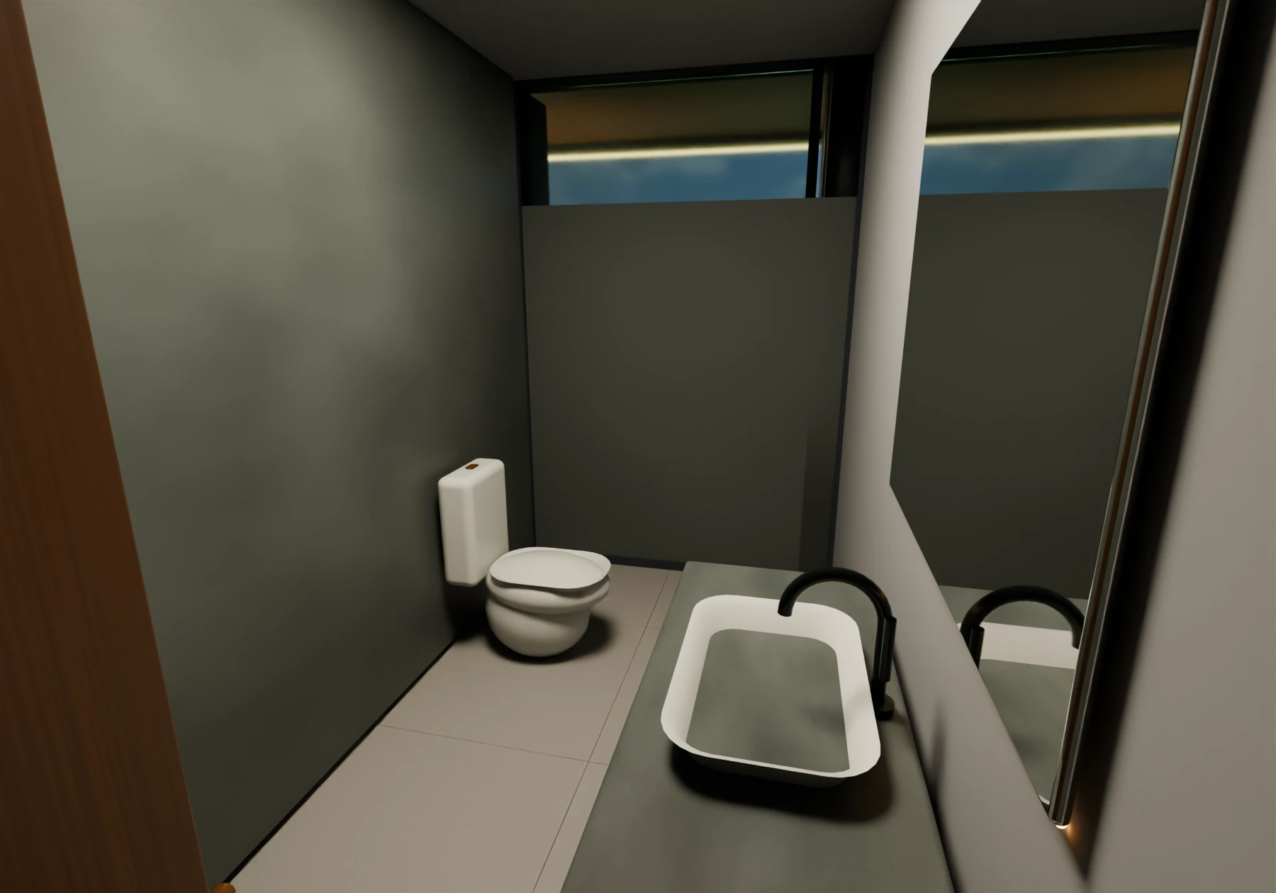 Baño social rectangular