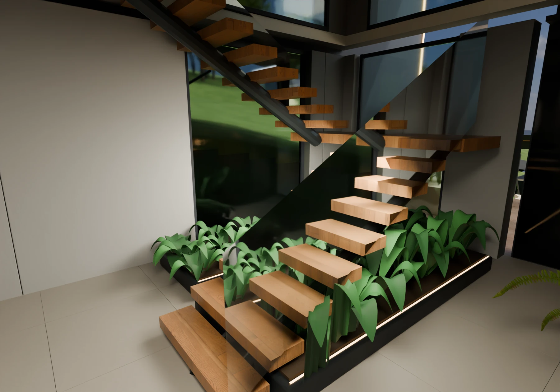 Jardín bajo la escalera